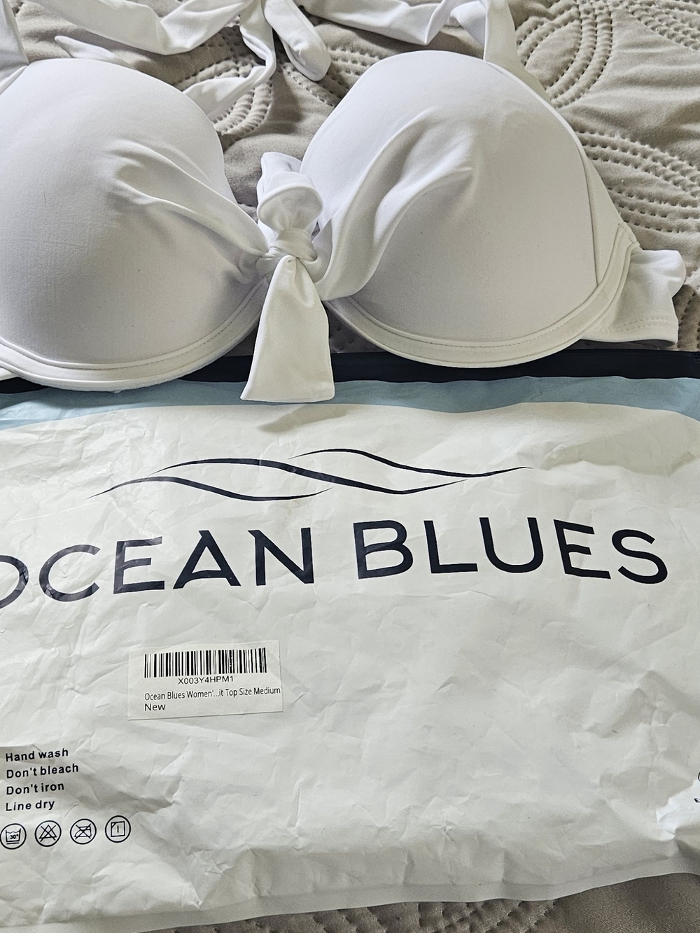 Ocean Blues White Tie-Front Bikini Top - Women's Swim